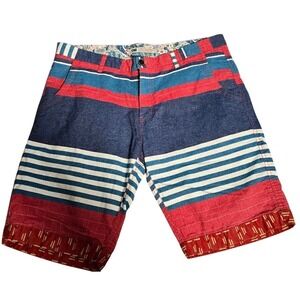 Cannabis Genuine Product 86 Mens Striped Multi Pattern Casual Shorts Size 35.728